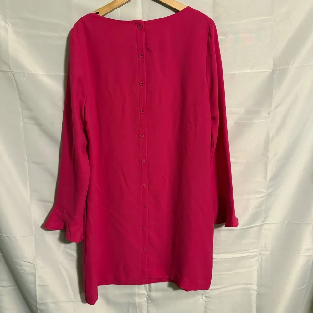 Banana Republic Pink Shift‎ Dress Ruffle Sleeve Button Back Size 14
